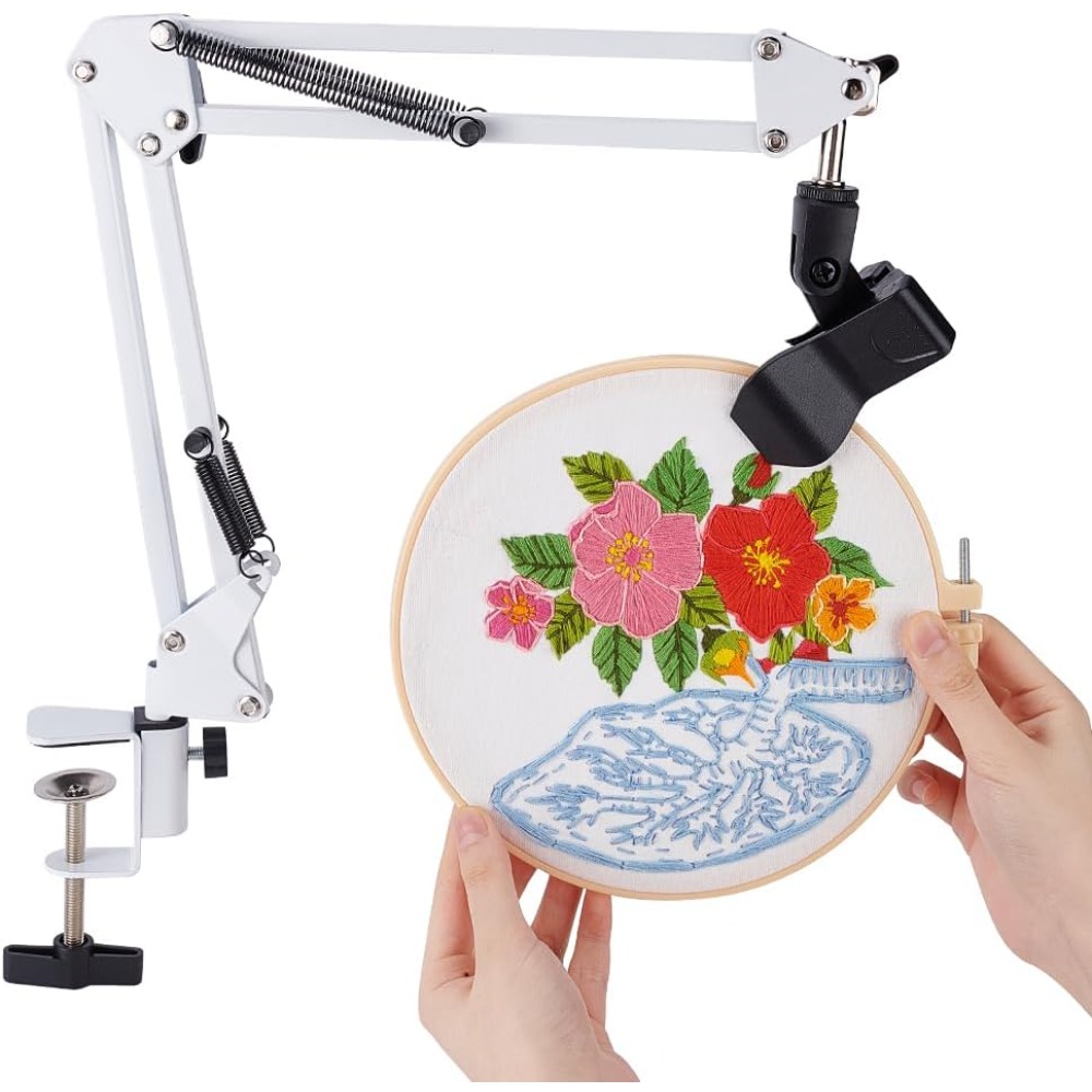 Embroidery Hoop Stand - 화이트 자수 테이블 스탠드 키트, 8mm