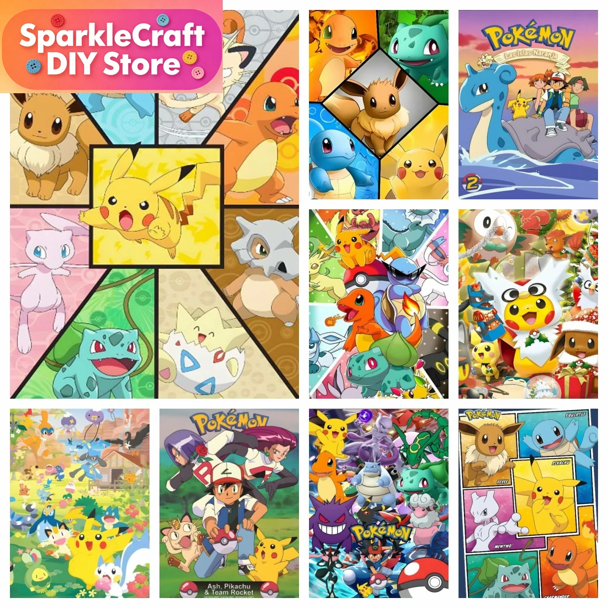 Embroidery Kit Set - 1개 프레임리스 만화 포켓몬 애니메이션 다이아몬드