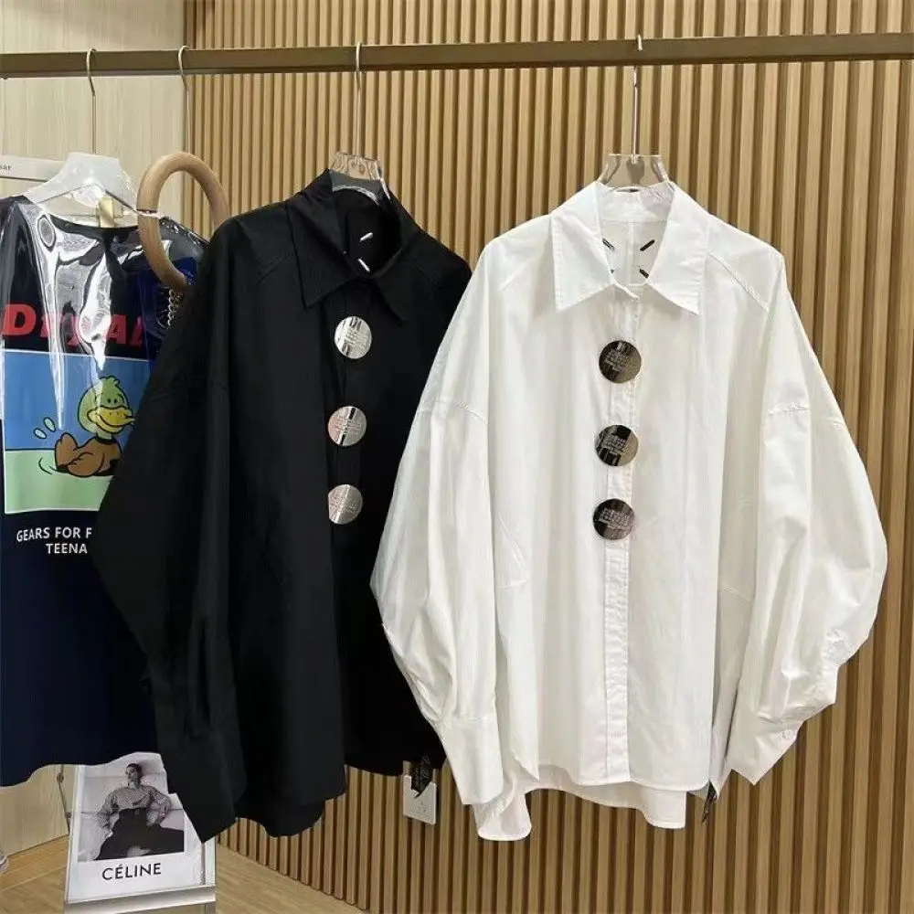 Embroidery Blouse - 여성용 플러스 사이즈 L-4XL 솔리드 폴로