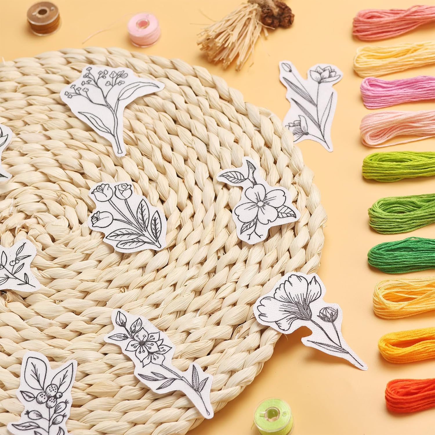 50Pcs 수용성 자수 안정제, 사전 인쇄된 꽃과 잎  - Embroidery Paper 리뷰 및 가격