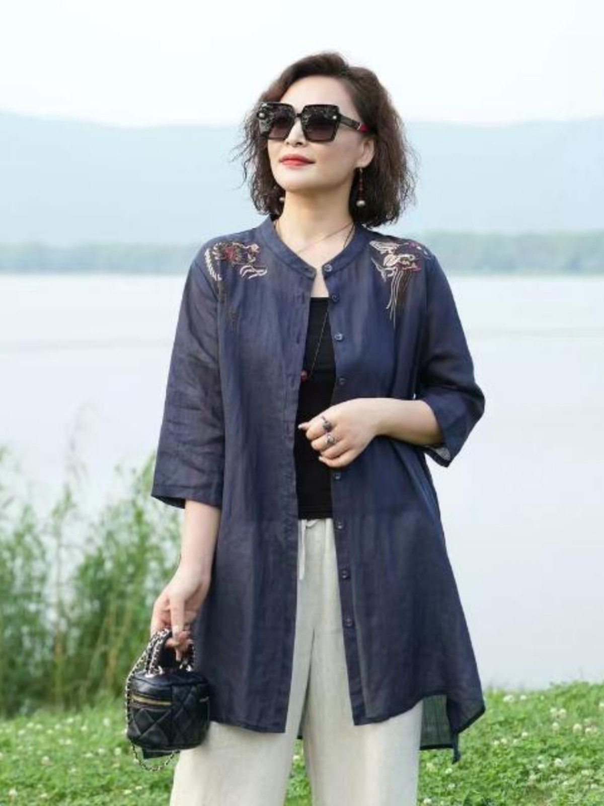 레트로 자수 코튼 린넨 혼합 얇은 아우터 셔츠 여성용  - Embroidery Cardigan 리뷰 및 가격