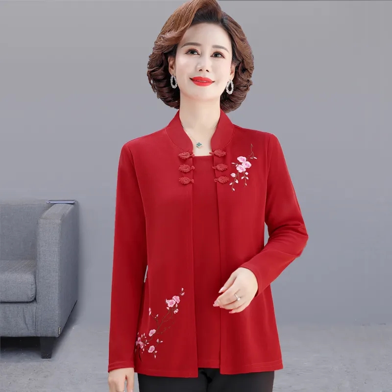 중년 여성 자수 가디건 셔츠 봄 가을 큰 사이즈 페이크 - Embroidery Cardigan 리뷰 및 가격