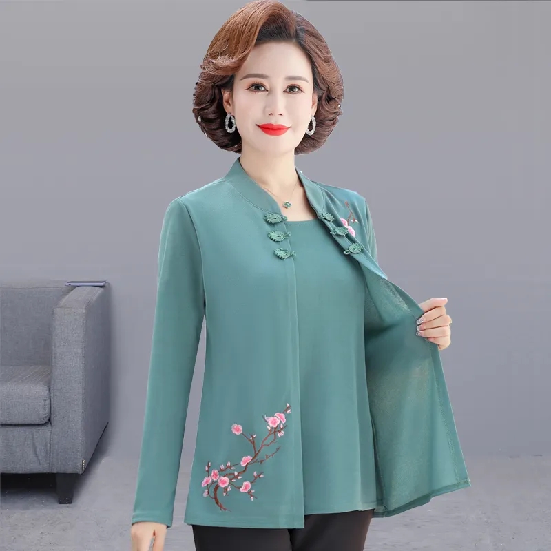 중년 여성 자수 가디건 셔츠 봄 가을 큰 사이즈 페이크 - Embroidery Cardigan 리뷰 및 가격
