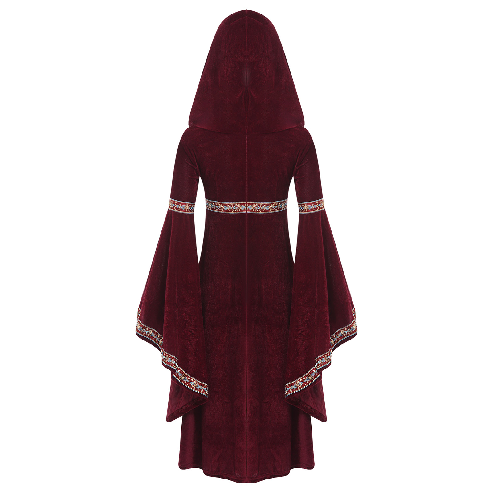 여자를위한 후드 중세 공주 의상 긴 르네상스 드레스 고 - Embroidery Gothic 리뷰 및 가격