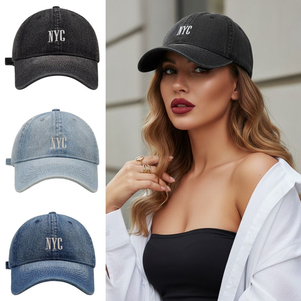 빈티지 캐주얼 NYC 자수 야구 모자 디스트레스드 조절 - Embroidery Nyc 리뷰 및 가격