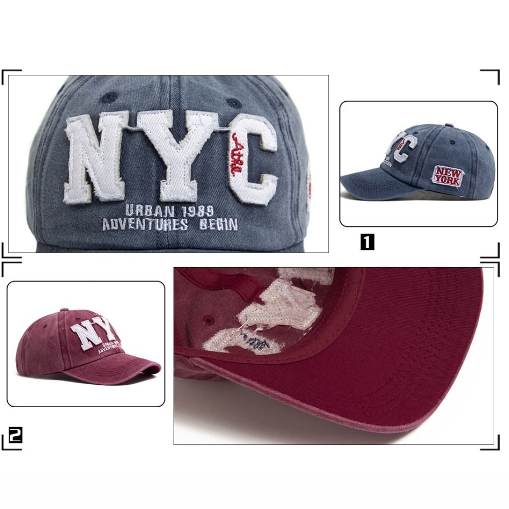 뉴욕 NYC 자수 야구 모자 조정 가능한 코튼 워시 스 - Embroidery Nyc 리뷰 및 가격