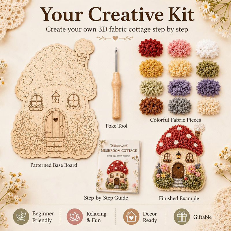 3D 버섯집 포케 아트 DIY 키트 패브릭 펀치 니들  - Embroidery Kit Set 리뷰 및 가격