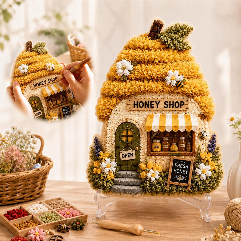 3D 버섯집 포케 아트 DIY 키트 패브릭 펀치 니들  - Embroidery Kit Set 리뷰 및 가격