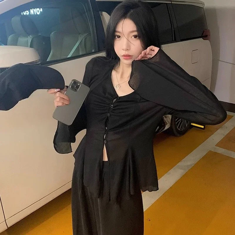 쉬어 플레어 슬리브 블라우스 - Y2K 페어리 스윗 하 - Embroidery Blouse 리뷰 및 가격