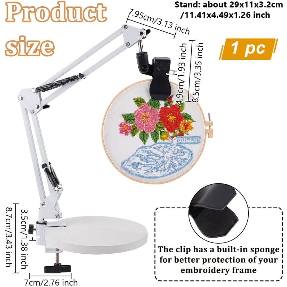 화이트 자수 테이블 스탠드 키트, 8mm 홀 핸드 자수 - Embroidery Hoop Stand 리뷰 및 가격