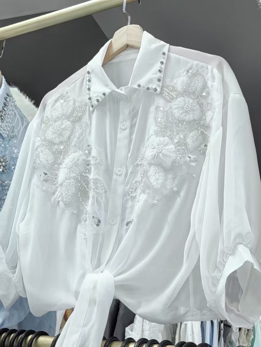 여성용 스트리트웨어 여름 자외선 차단 블라우스 셔츠 가 - Embroidery Cardigan 리뷰 및 가격