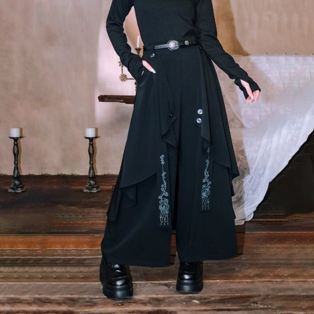 남녀공용 다크 고딕 자수 리본 레이어드 불규칙 스커트  - Embroidery Gothic 리뷰 및 가격