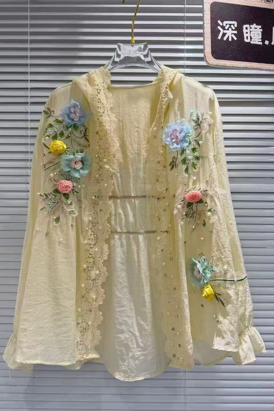 통기성 코튼 혼합 화이트 후드 선 스크린 셔츠 여성용  - Embroidery Cardigan 리뷰 및 가격
