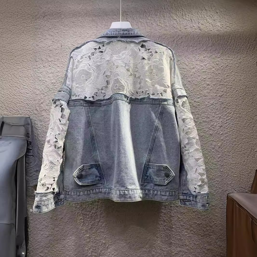 여성용 스플라이스 자수 재킷, 턴다운 칼라, 진주 워싱 - Embroidery Cardigan 리뷰 및 가격